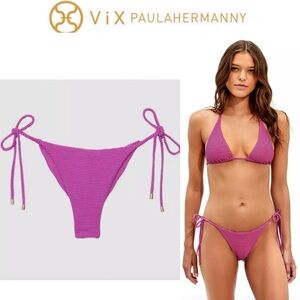 ViX SWIM LOTUS RIB TEXTURE FABRIC KAYLA TIE SIDE BRASIL BIKINI BOTTOM L